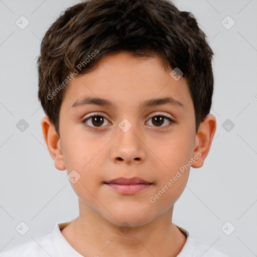 Neutral white child male with short  brown hair and brown eyes