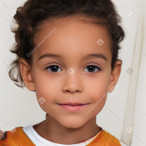 Neutral white child female with short  brown hair and brown eyes