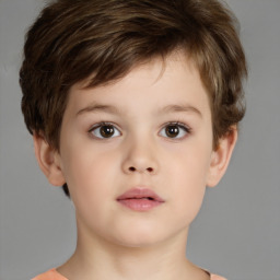 Neutral white child male with short  brown hair and brown eyes