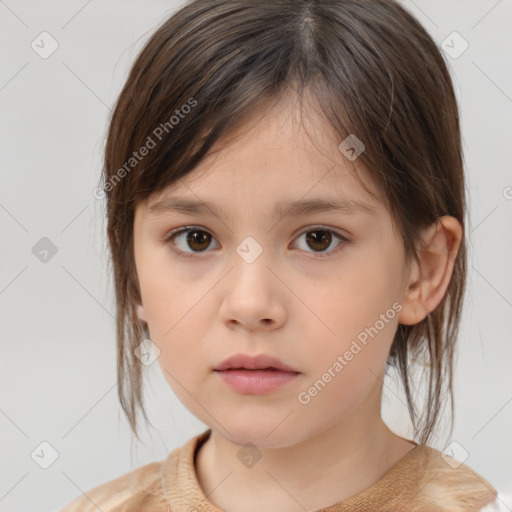 Neutral white child female with medium  brown hair and brown eyes