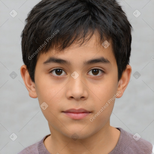 Neutral white child male with short  brown hair and brown eyes