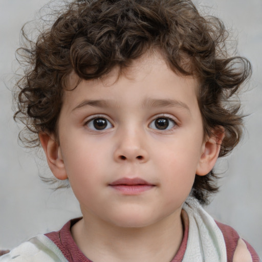 Neutral white child male with medium  brown hair and brown eyes