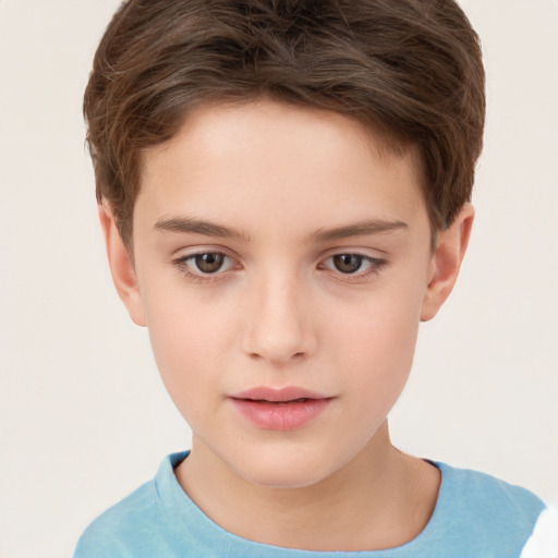 Neutral white child male with short  brown hair and brown eyes