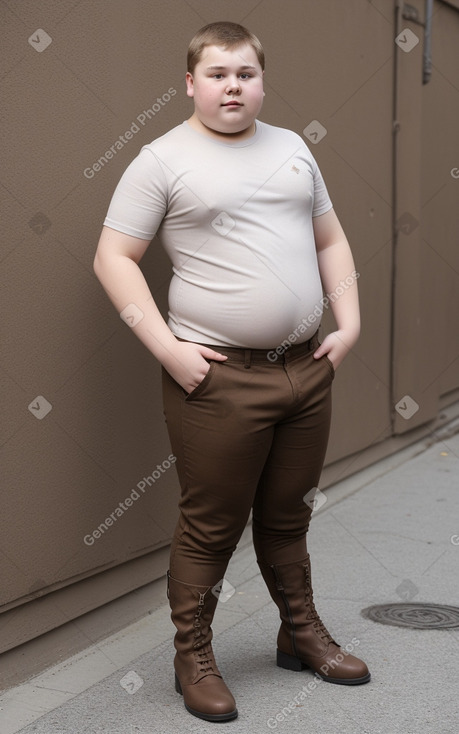 Russian teenager boy with  brown hair