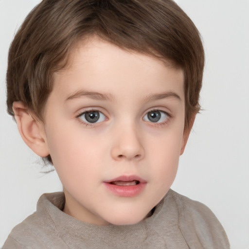 Neutral white child female with short  brown hair and brown eyes