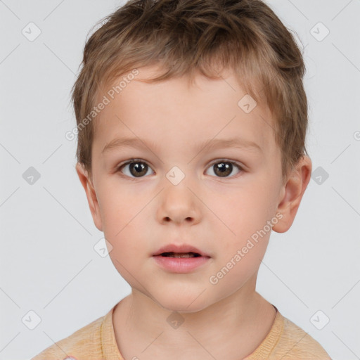 Neutral white child male with short  brown hair and brown eyes