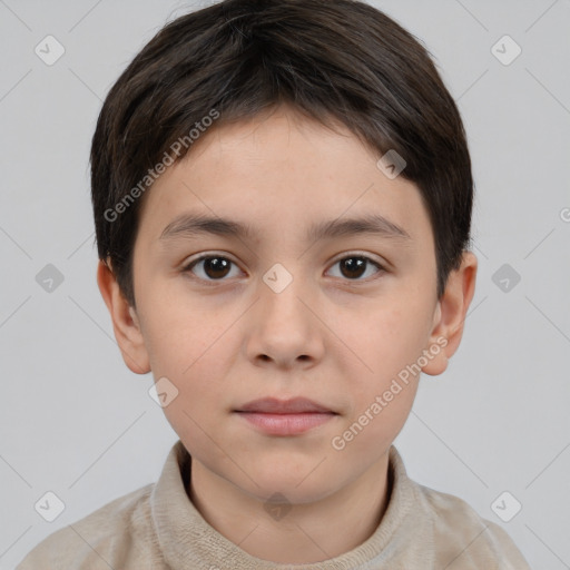 Neutral white child male with short  brown hair and brown eyes