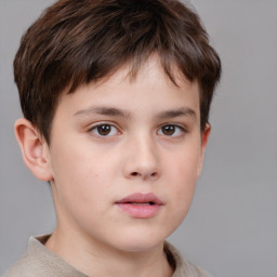 Neutral white child male with short  brown hair and brown eyes