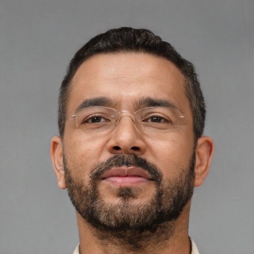 Neutral asian adult male with short  brown hair and brown eyes