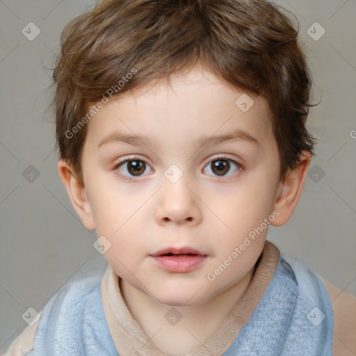 Neutral white child male with short  brown hair and brown eyes