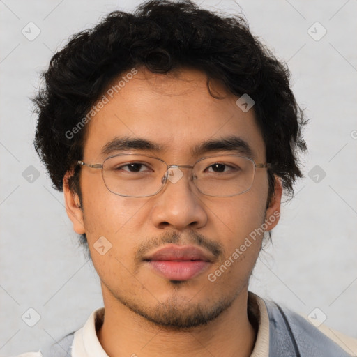 Neutral asian young-adult male with short  brown hair and brown eyes