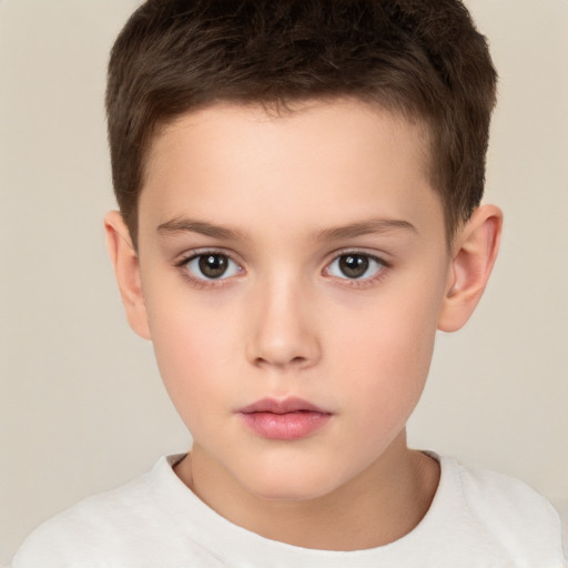 Neutral white child male with short  brown hair and brown eyes