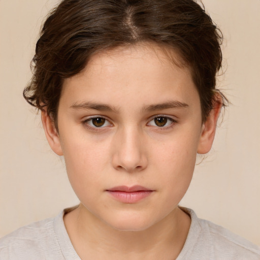 Neutral white child female with short  brown hair and brown eyes