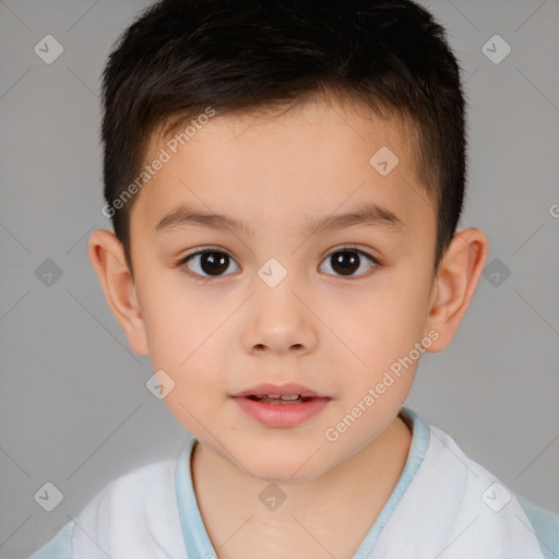 Neutral white child male with short  brown hair and brown eyes