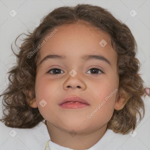 Neutral white child female with medium  brown hair and brown eyes