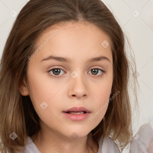 Neutral white child female with medium  brown hair and brown eyes