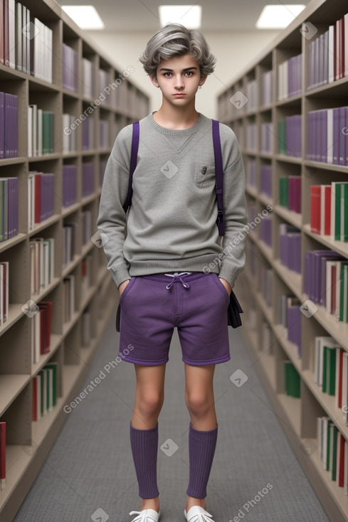 Italian teenager boy with  gray hair