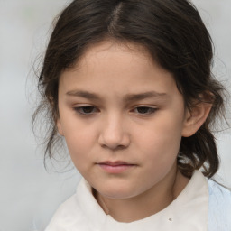 Neutral white child female with medium  brown hair and brown eyes