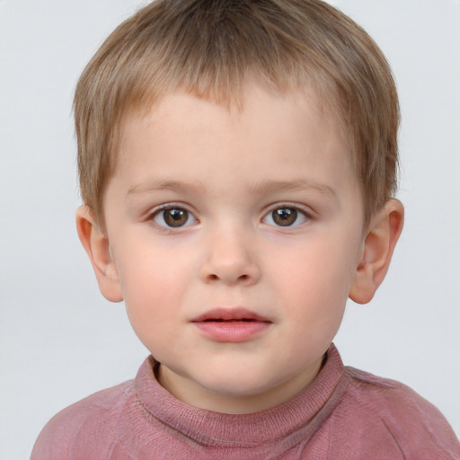 Neutral white child male with short  brown hair and brown eyes