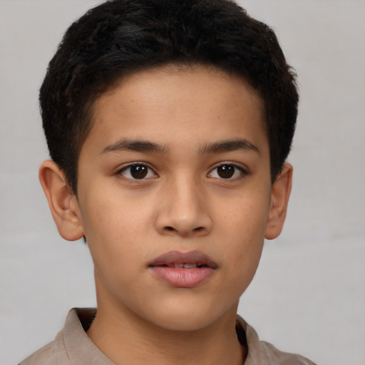 Neutral latino young-adult male with short  brown hair and brown eyes