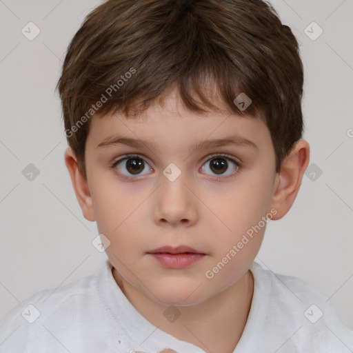 Neutral white child male with short  brown hair and brown eyes