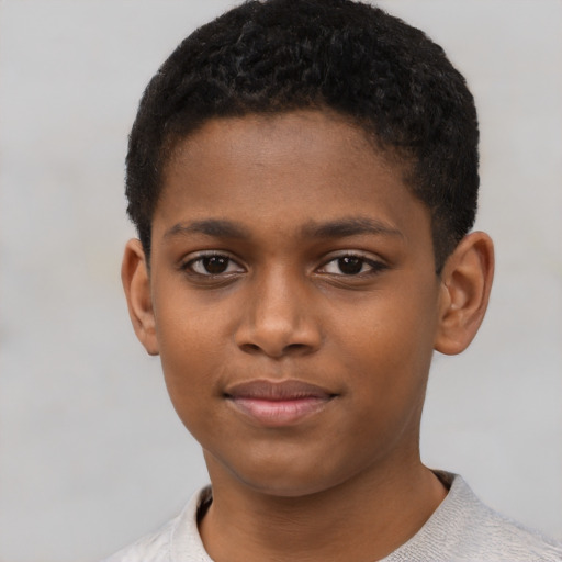 Neutral black child male with short  brown hair and brown eyes