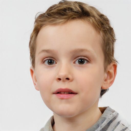 Neutral white child male with short  brown hair and blue eyes