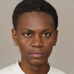 Neutral black young-adult male with short  brown hair and brown eyes