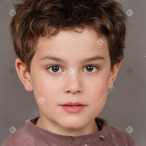 Neutral white child male with short  brown hair and brown eyes