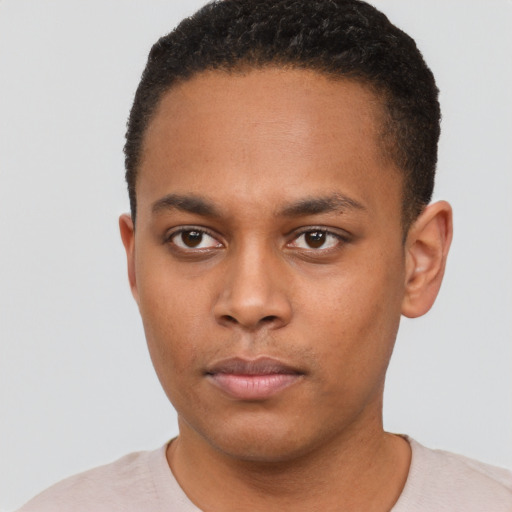 Neutral latino young-adult male with short  brown hair and brown eyes