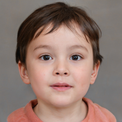 Neutral white child female with short  brown hair and brown eyes