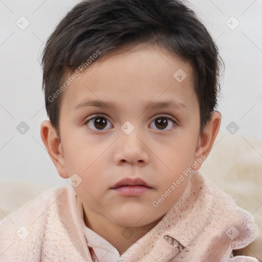 Neutral white child male with short  brown hair and brown eyes