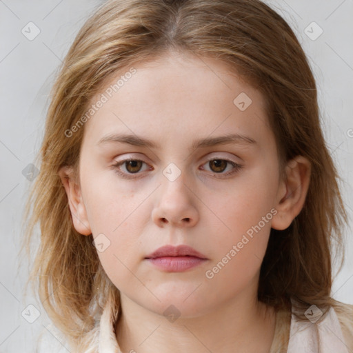 Neutral white child female with medium  brown hair and brown eyes