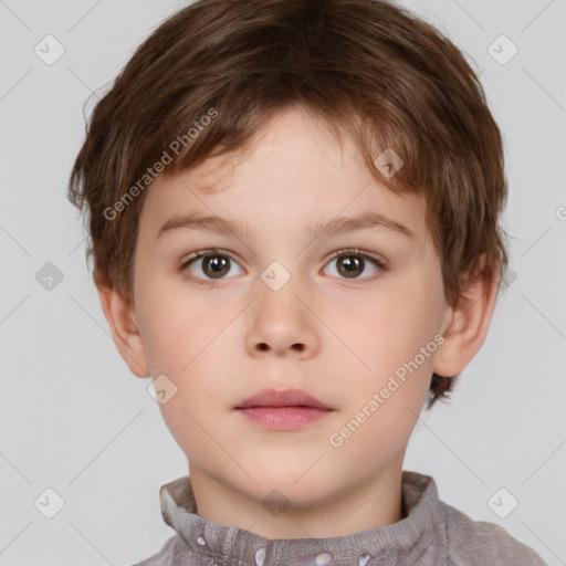 Neutral white child male with short  brown hair and brown eyes