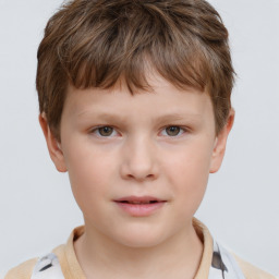 Neutral white child male with short  brown hair and brown eyes