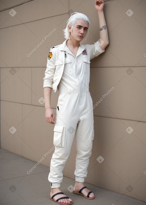 Paraguayan young adult non-binary with  white hair