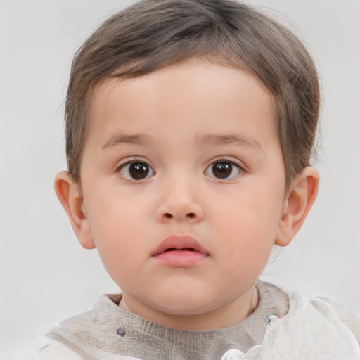 Neutral white child male with short  brown hair and brown eyes