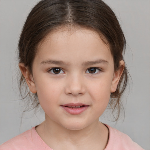 Neutral white child female with medium  brown hair and brown eyes