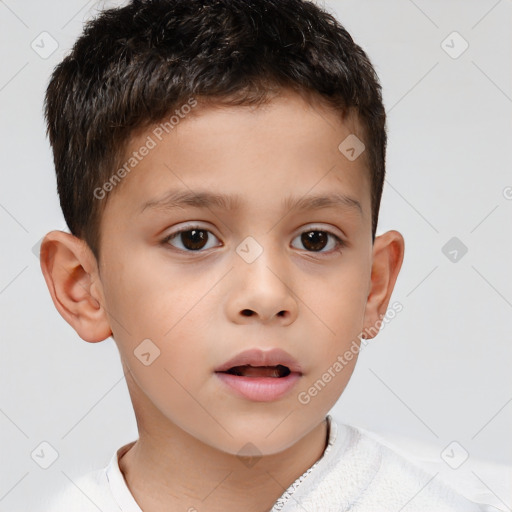 Neutral white child male with short  brown hair and brown eyes