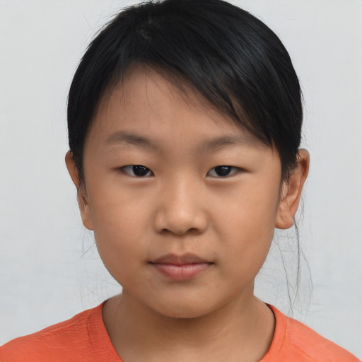 Neutral asian child male with short  brown hair and brown eyes
