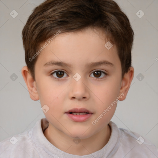 Neutral white child male with short  brown hair and brown eyes