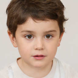 Neutral white child male with short  brown hair and brown eyes