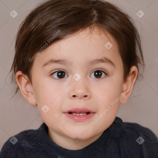 Neutral white child female with medium  brown hair and brown eyes