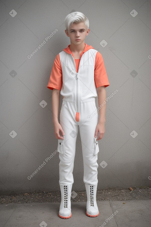 Belarusian teenager boy with  white hair