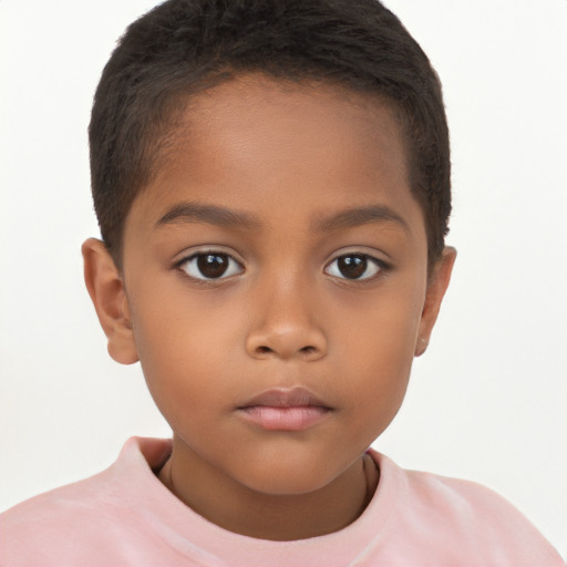 Neutral latino child female with short  brown hair and brown eyes