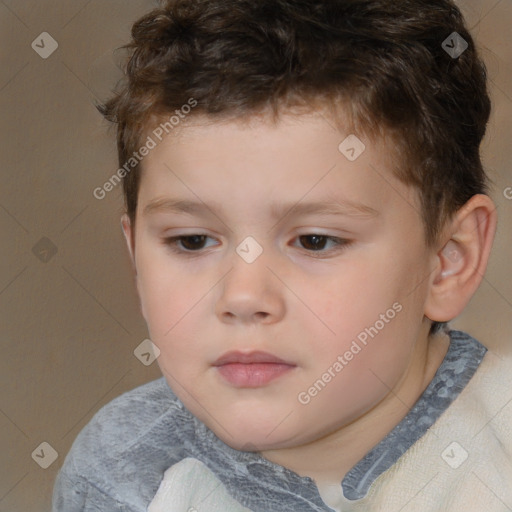 Neutral white child male with short  brown hair and brown eyes