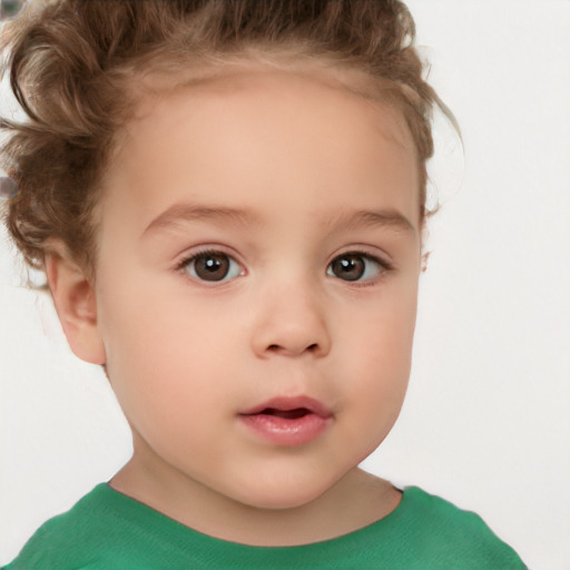 Neutral white child female with short  brown hair and brown eyes