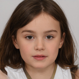 Neutral white child female with medium  brown hair and brown eyes