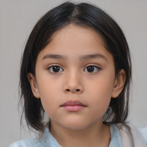 Neutral asian child female with medium  brown hair and brown eyes