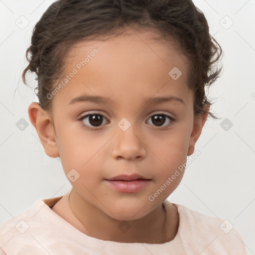 Neutral white child female with short  brown hair and brown eyes